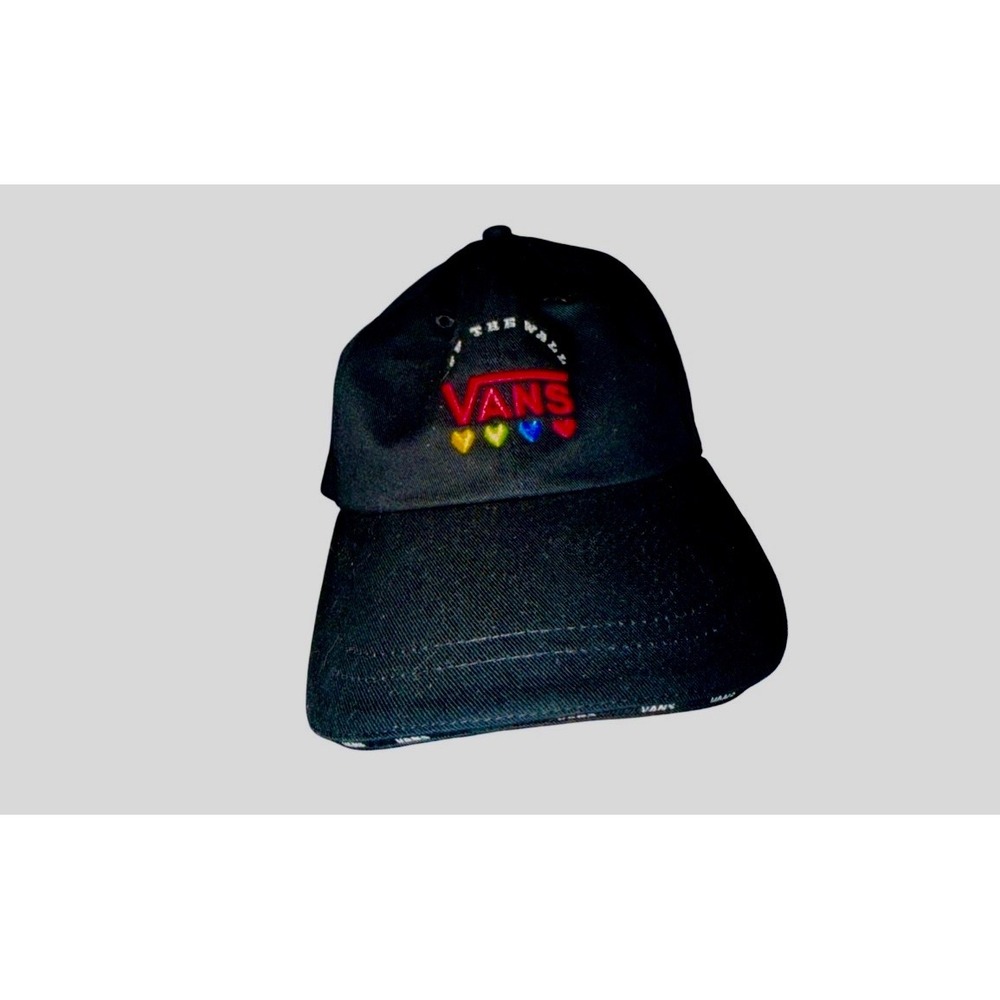Vans Baseball Cap Unisex Black Excellent Heart Logo Checkerboard Strap‎ Hat